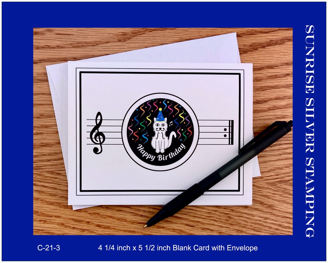 Violinist Birthday Card, Treble Clef Birthday Card, Music Card, Card