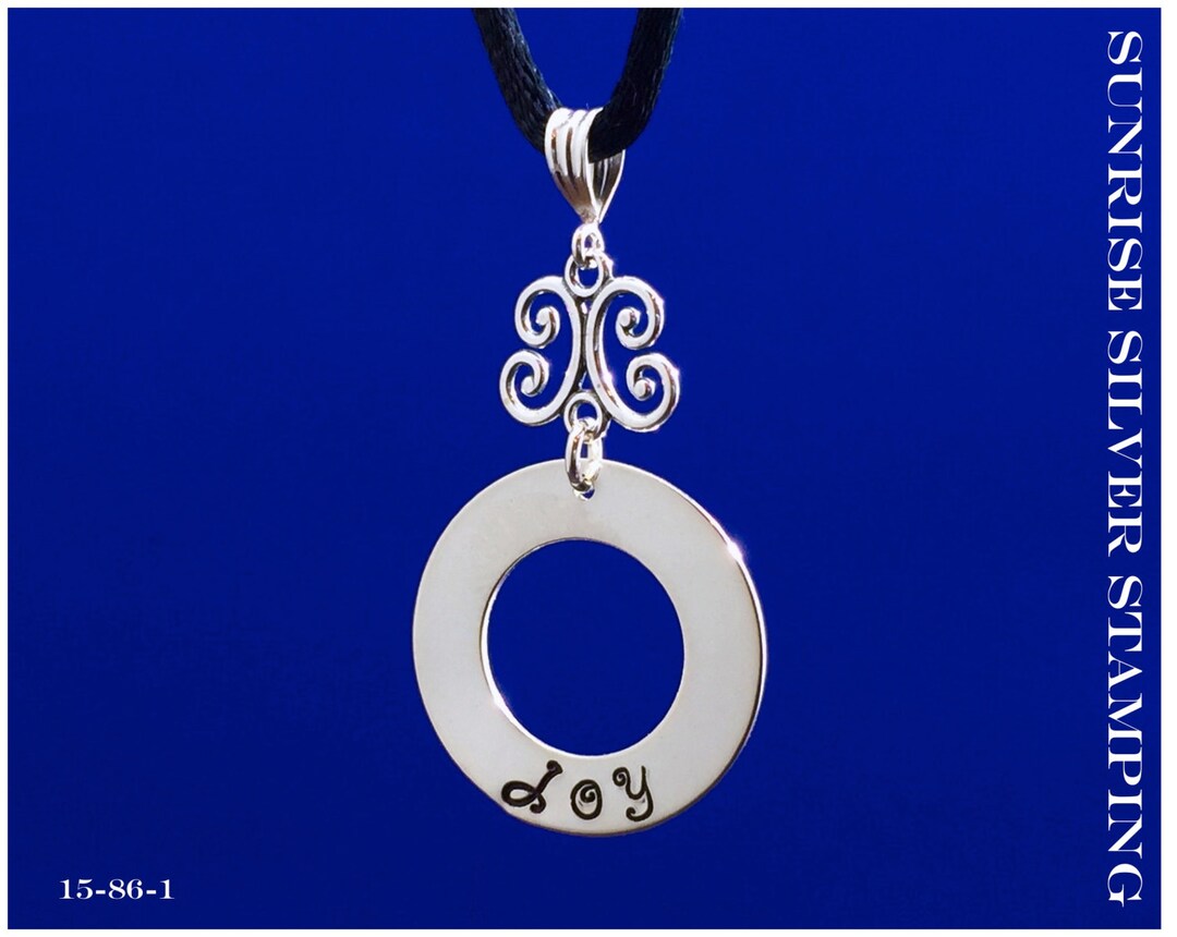Joy Necklace Sterling Silver Hand Stamped Jewelry Silver Etsy