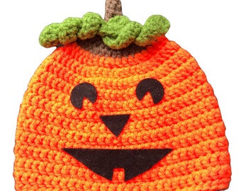Pumpkin Beanie >> Halloween Hat >> Crochet Hat >> Fun Character Beanie