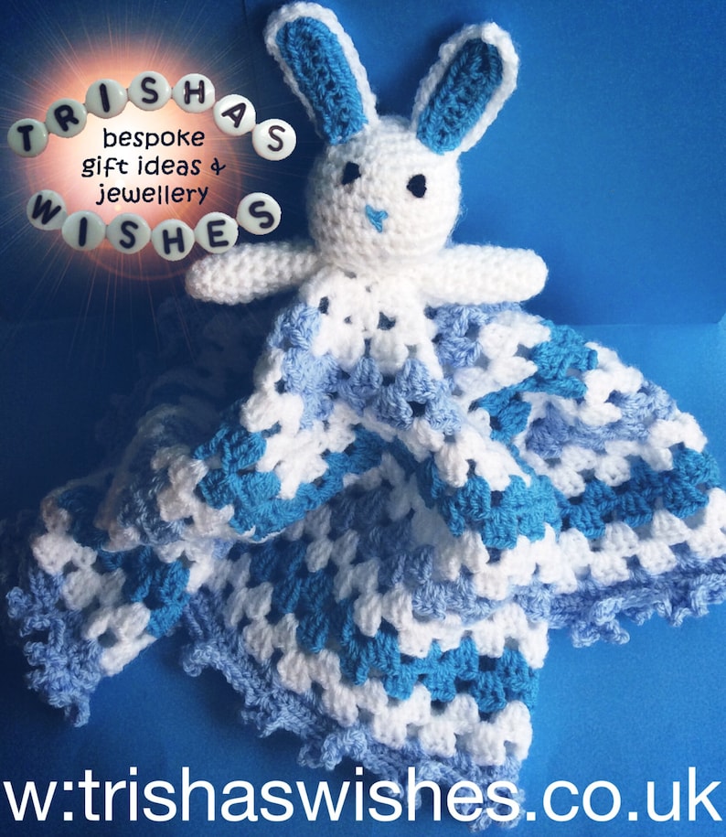 Handmade Crocheted Bunny Comforter Snuggle Blanket Lovey Baby Gift Baby Shower Blanket Rabbit