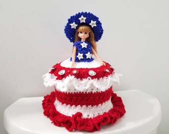 crochet doll toilet paper holder