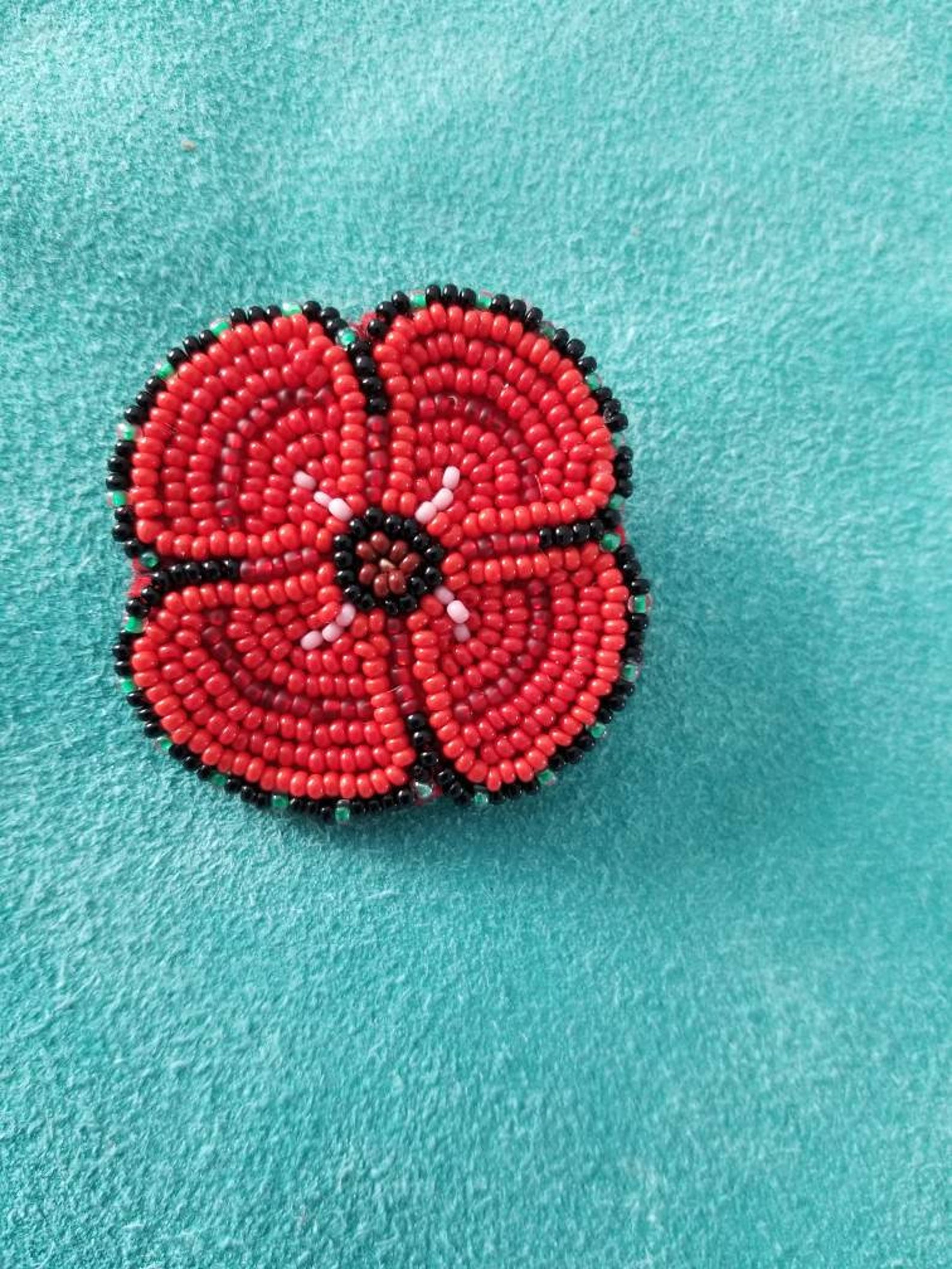 Indigenous Hand Beaded Poppy Brooch Etsy