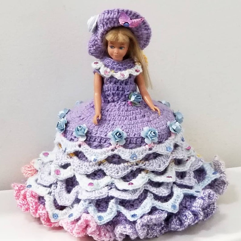 Pretty Crochet Toilet Paper Roll Cover Doll Dress and Hat | Etsy