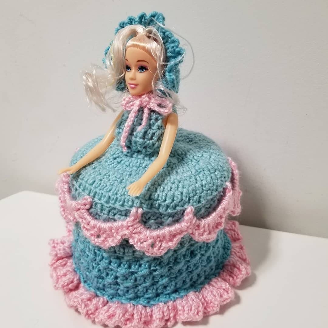 Crochet Dress Toilet Paper Cover Cozy and Doll | Etsy
