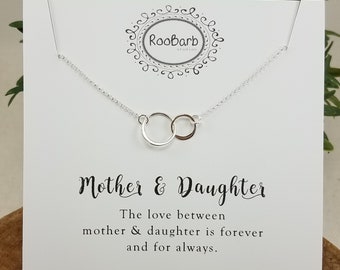 Mother Daughter Sterling Silver Necklace; Infinity Circles, Double Circles, Interlocking Circles; Hand-Stamped, Custom Jewelry