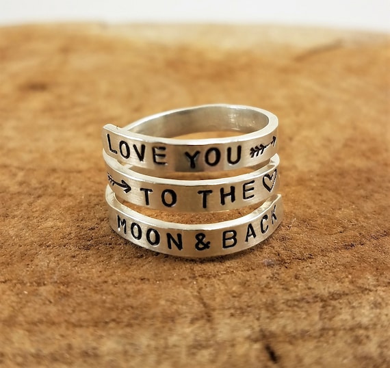 Engraved Love you to the Moon and Back Sterling Silver Band Ring Engraved Love you to the Moon and Back Sterling Silver Band Ring