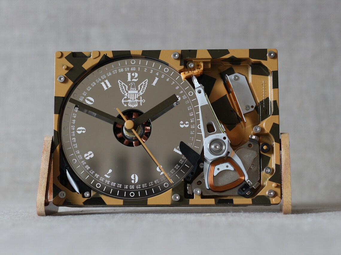 Exclusive desk clock made with computer hard drive unique Etsy