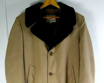 Men's Vintage Field & Stream Coat Gordan Ferguson Faux Fur Collar Grandpa 40