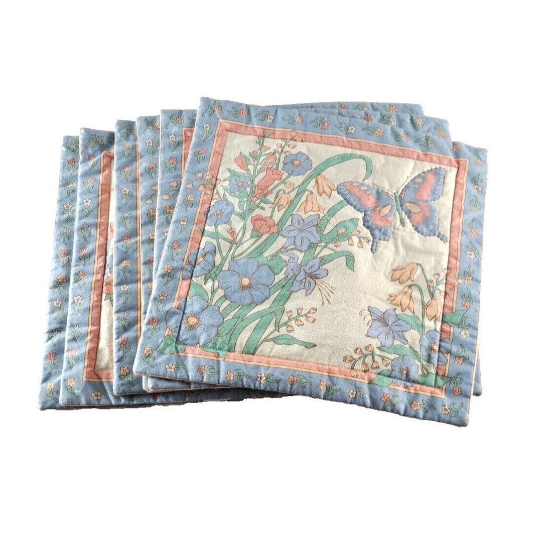 Vintage Quilted Placemats Handmade Set of 6 Pastel Lily Etsy