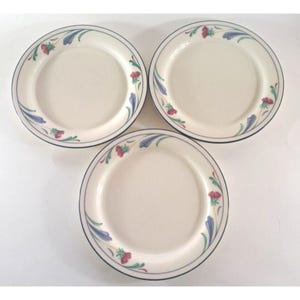 Vintage Lenox Poppies on Blue Salad Small Plates Set Of 3 USA Made 8.5&quot;
