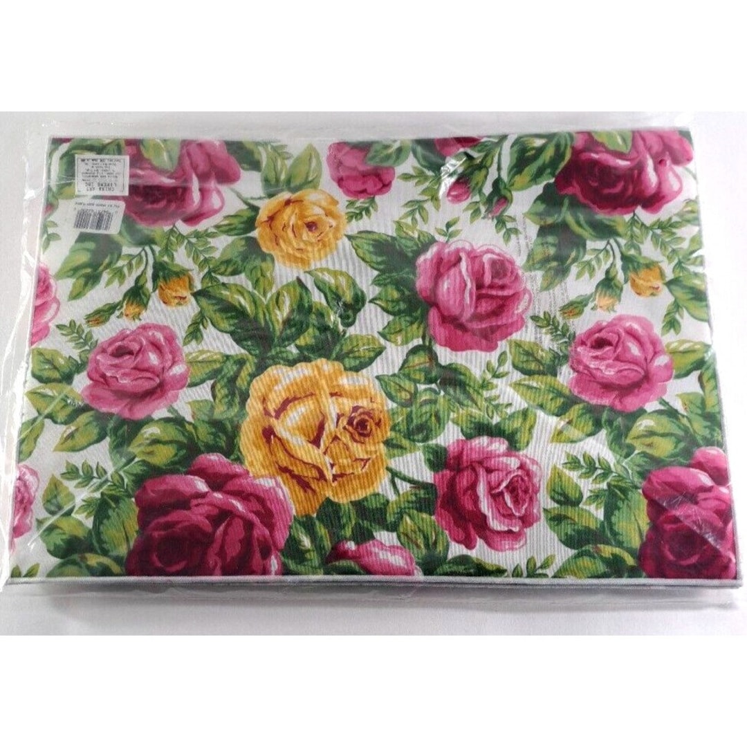 VTG Old Country Roses Placemats NEW Set of 4 Spiegel Fabric 1990s Made