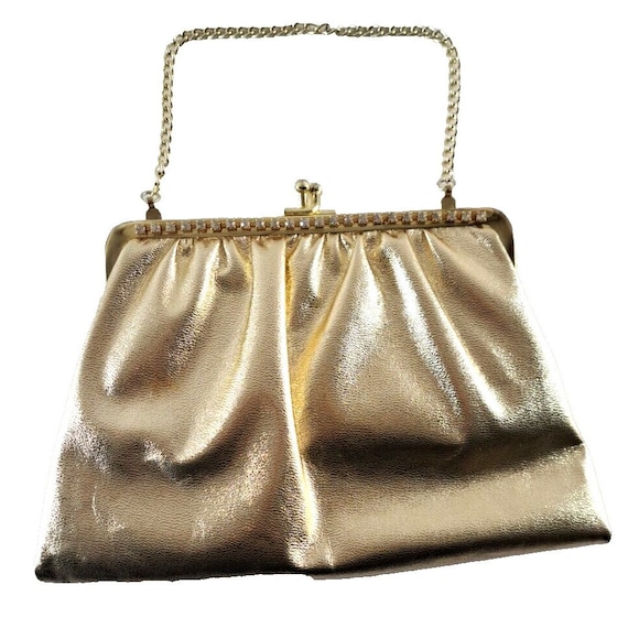 Vintage Handbag Clutch Wristlet Rhinestone Kiss C… - image 1