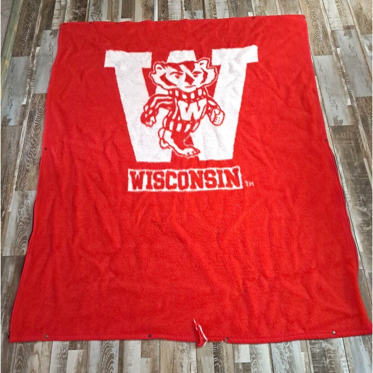 Vintage Biederlack Blanket Wisconsin Badgers Throw Cuddle Wrap Zipper Snaps Etsy