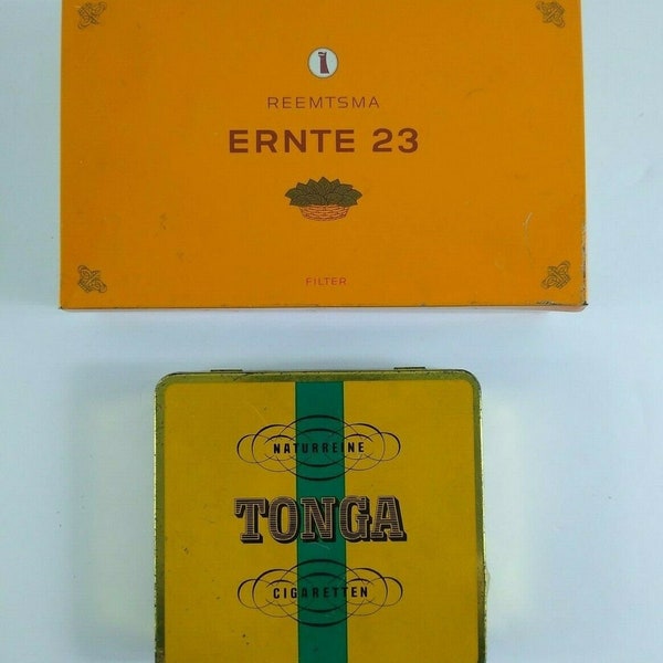 Vintage German Cigarette Tins Reemstsma Ernte 23 Tonga Naturreine Cigaretten