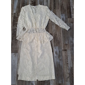 Womens Vintage Avon Fashions Lace Top & Skirt White Cottagecore 80s Size Small