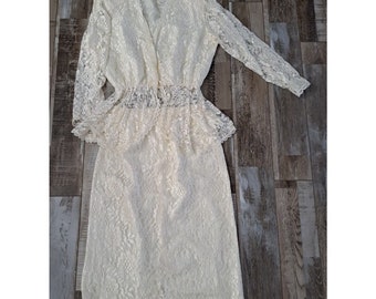 Womens Vintage Avon Fashions Lace Top & Skirt White Cottagecore 80s Size Small