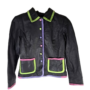 Women&#39;s MetroStyle Button Down Jacket Leather Suede Y2K Retro Pockets Size 10