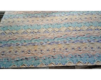 Vintage 90s Southwest Twin Flat Sheet Dan River Pastel Aztec Western Geometric