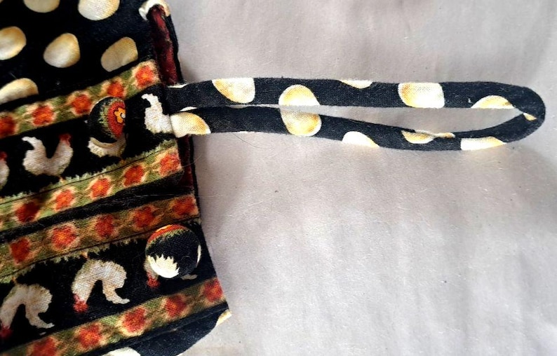 Vera Bradley Chanticleer Liner Cloth Strip Chicken Egg 1998 Basket Bag image 3