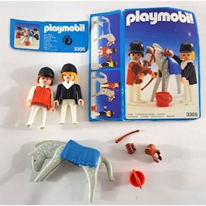 Vintage Playmobil Reiter Reiter 2 Figuren 1 Pferd 3305 Unvollständig