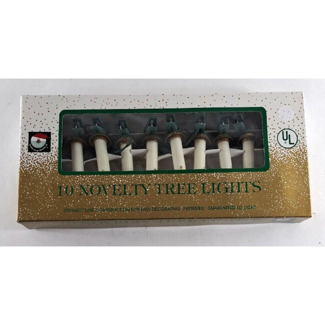 Vintage Candle Christmas Tree Lights Santas World 10 Pieces Plastic
