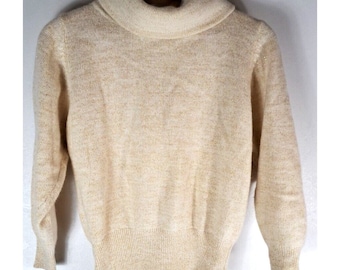 Women's Vintage Susann D Sweater Cowl Neck Angora Lambswool Gold Metallic Medium