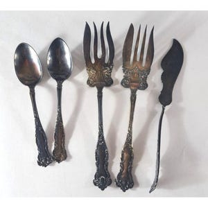 Antique Rogers International Oxford Serving Forks Spreader Knife Spoons 1901