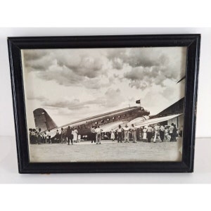 Vintage Aviation Photograph Douglas DC2 Airplane Australia To US 1972 Framed