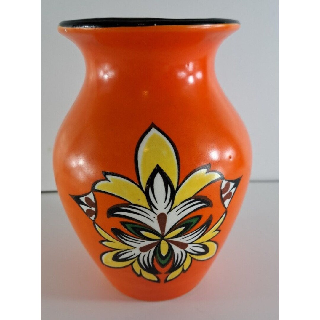 Vintage Orange Vase Ceramic Boho Shabby Chic 70s 60s Hand Etsy