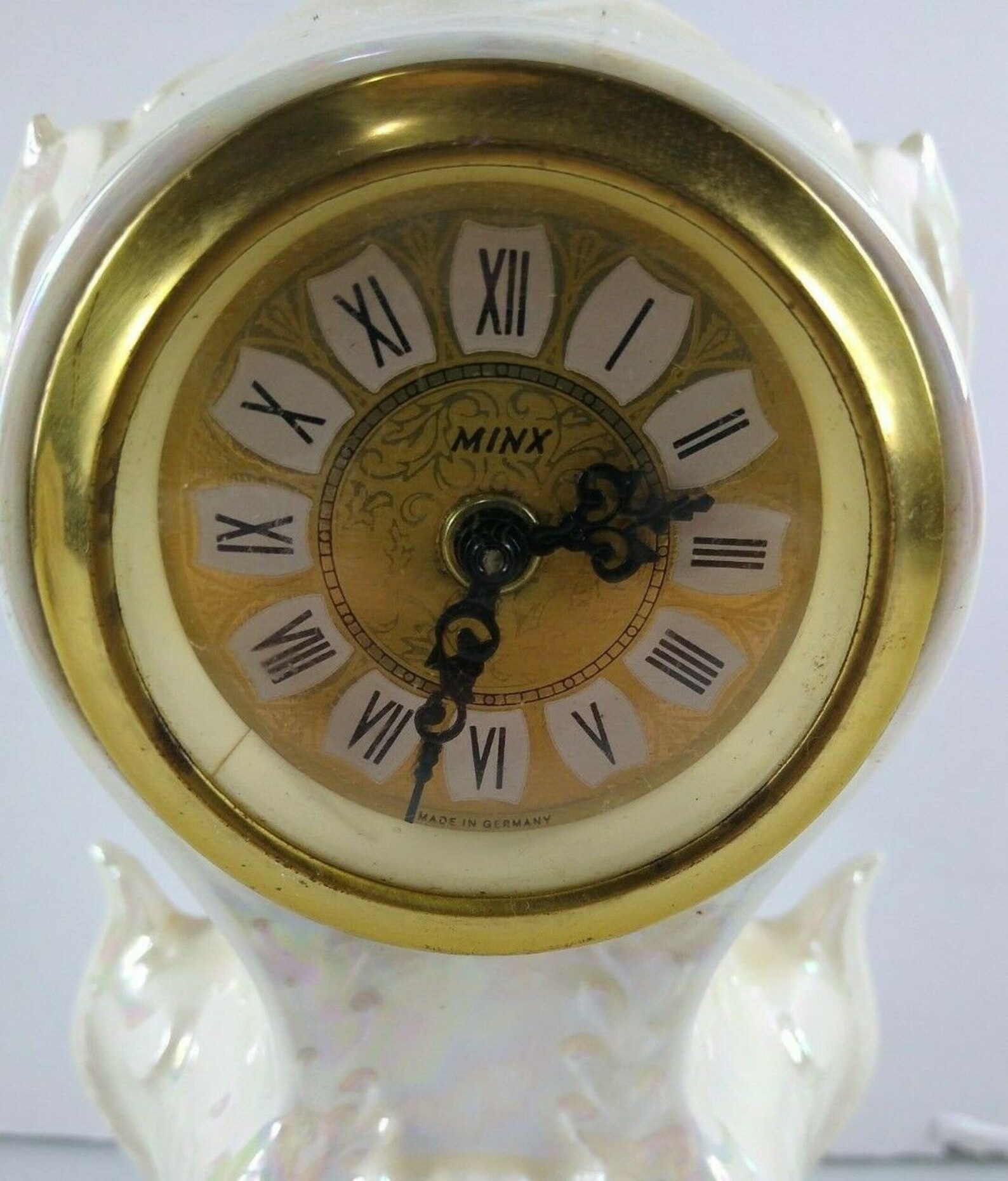 Vintage Minx Wind Up Clock Made In Germany Miniature White Etsy