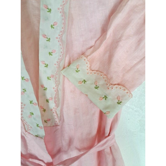 Women's Vintage Katz Robe Housecoat Pink Embroide… - image 3