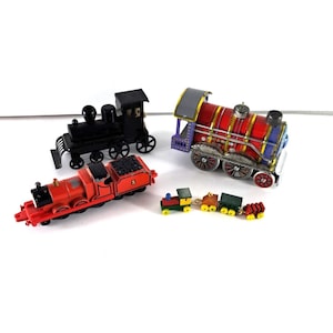 Vintage Toy Train Lot Thomas ERTL Red Engine Hallmark Mini Wood Tin 80s