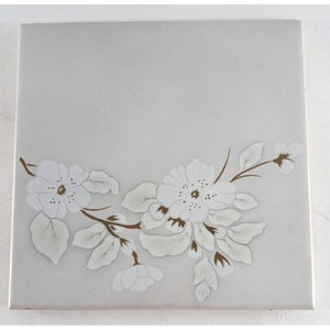 Vintage Wall Tile Textured White W White Flower 6x6 Made In Brazil