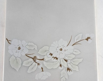 Vintage Wall Tile Textured White W White Flower 6x6 Made In Brazil