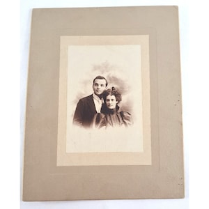 Antike Fotografie Kabinett Karte Viktorianischen Paar 1800s Sepia Frau Mann Brautpaar