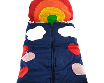 VTG Baby Swaddle Sleep Sack Blanket Quilt Zip Up Rainbow Handmade Shower Gift