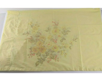 Funda de Almohada Vintage Dan River Tranquale Flores Amarillas 70s 80s Percal Estándar