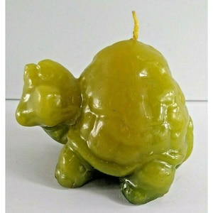 Vintage Turtle Candle New Never Used Wax Sculpted Green Tortoise 3.5&quot; Tall