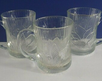 Arcoroc France Vasos para beber Tazas Tazas Juego de 3 transparentes Canterbury Crocus