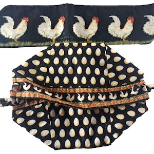 Vera Bradley Chanticleer Liner Cloth Strip Chicken Egg 1998 Basket Bag image 1