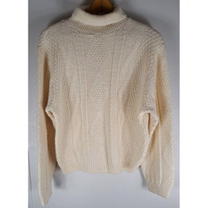 Men&#39;s VTG Sweater Ivory Turtleneck Sears Sportswear Virgin Orlon Acrylic Large