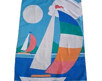 Bannière de drapeau extérieur vintage, voilier nautique, île rétro des années 1980, 42x29