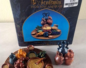 Vintage Fontanini Food Mat & Jugs Nativity Scene 55516 Roman 1999 Christmas