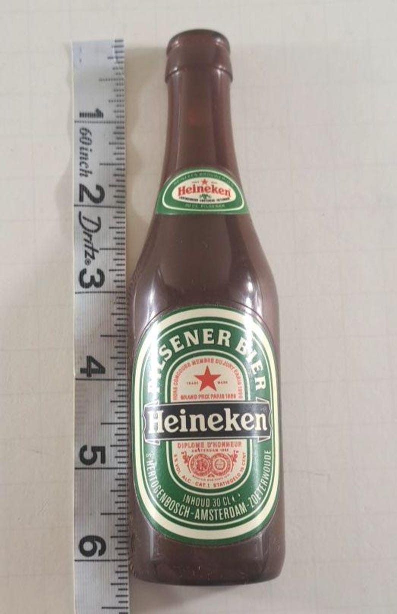 Vintage Heineken Pilsener Bier Botella Abridor Botella Marrón Recuerdo Amsterdam imagen 4