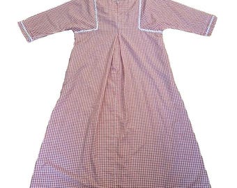 Vintage Anthony Richards Robe Housecoat Womens 1/2 Zip Red Gingham Pockets M