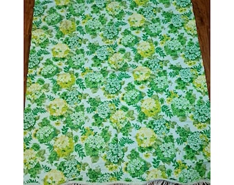 Mantel de vinilo vintage con flecos florales rectangulares, estilo retro verde de los años 70, 62 x 51 pulgadas