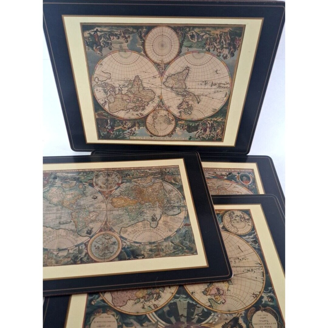 Vintage Pimpernel Cork Backed Placemats Atlas Old World Maps Latin