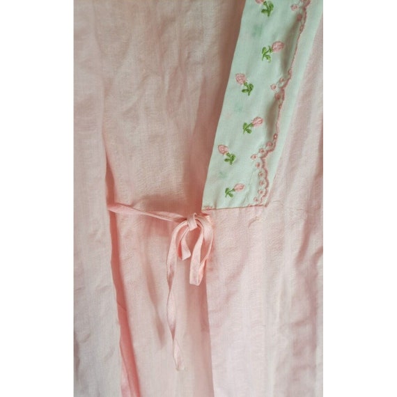 Women's Vintage Katz Robe Housecoat Pink Embroide… - image 5