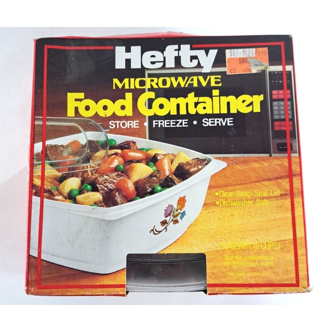 Vintage Hefty Microwave Food Storage Container W Lid NEW NOS 1.5 Quart