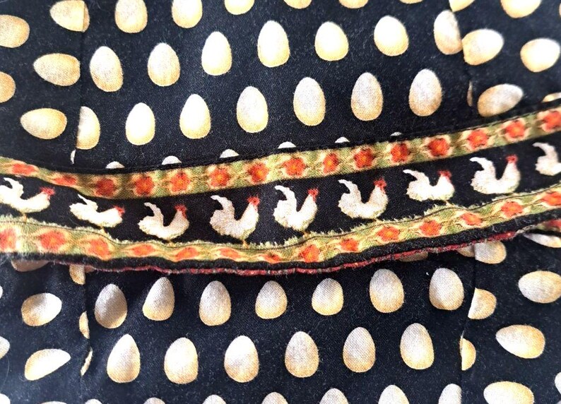 Vera Bradley Chanticleer Liner Cloth Strip Chicken Egg 1998 Basket Bag image 2